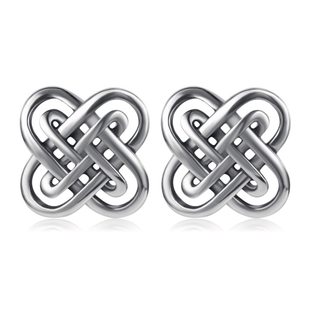 Boucles d'oreilles à tige en argent sterling avec nœud celtique-1