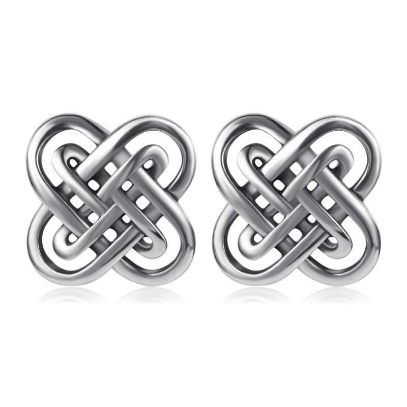Sterling Silver Celtic Knot Stud Earrings-15