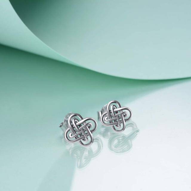 Boucles d'oreilles à tige en argent sterling avec nœud celtique-3