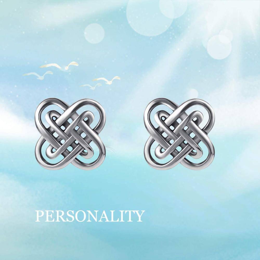 Sterling Silver Celtic Knot Stud Earrings-4