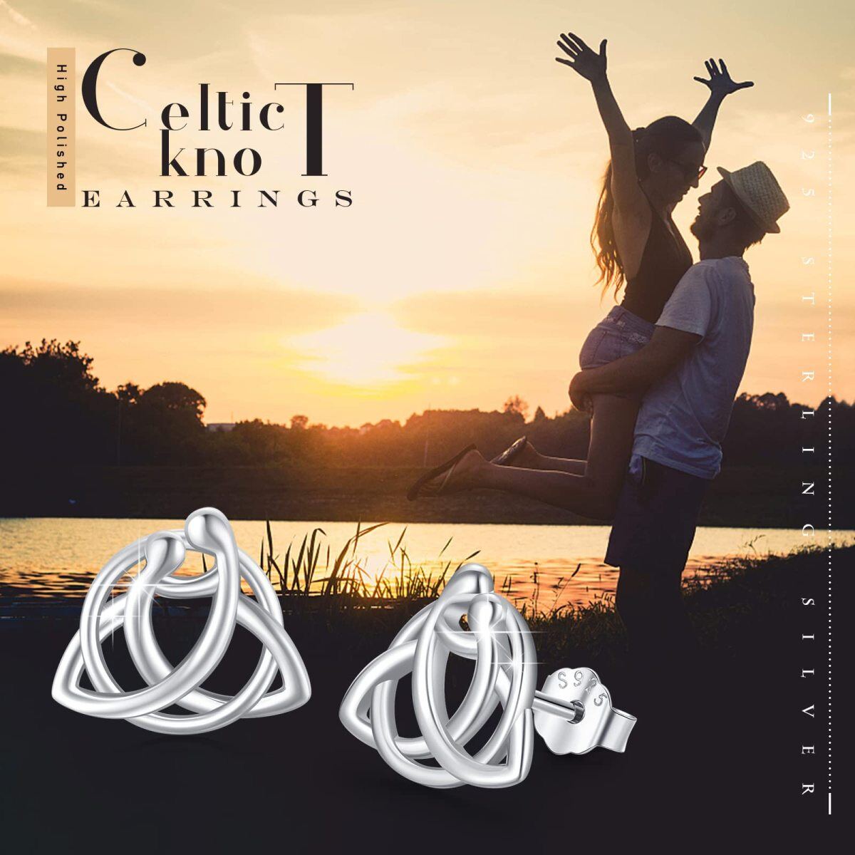 Sterling Silver Celtic Knot Stud Earrings-5