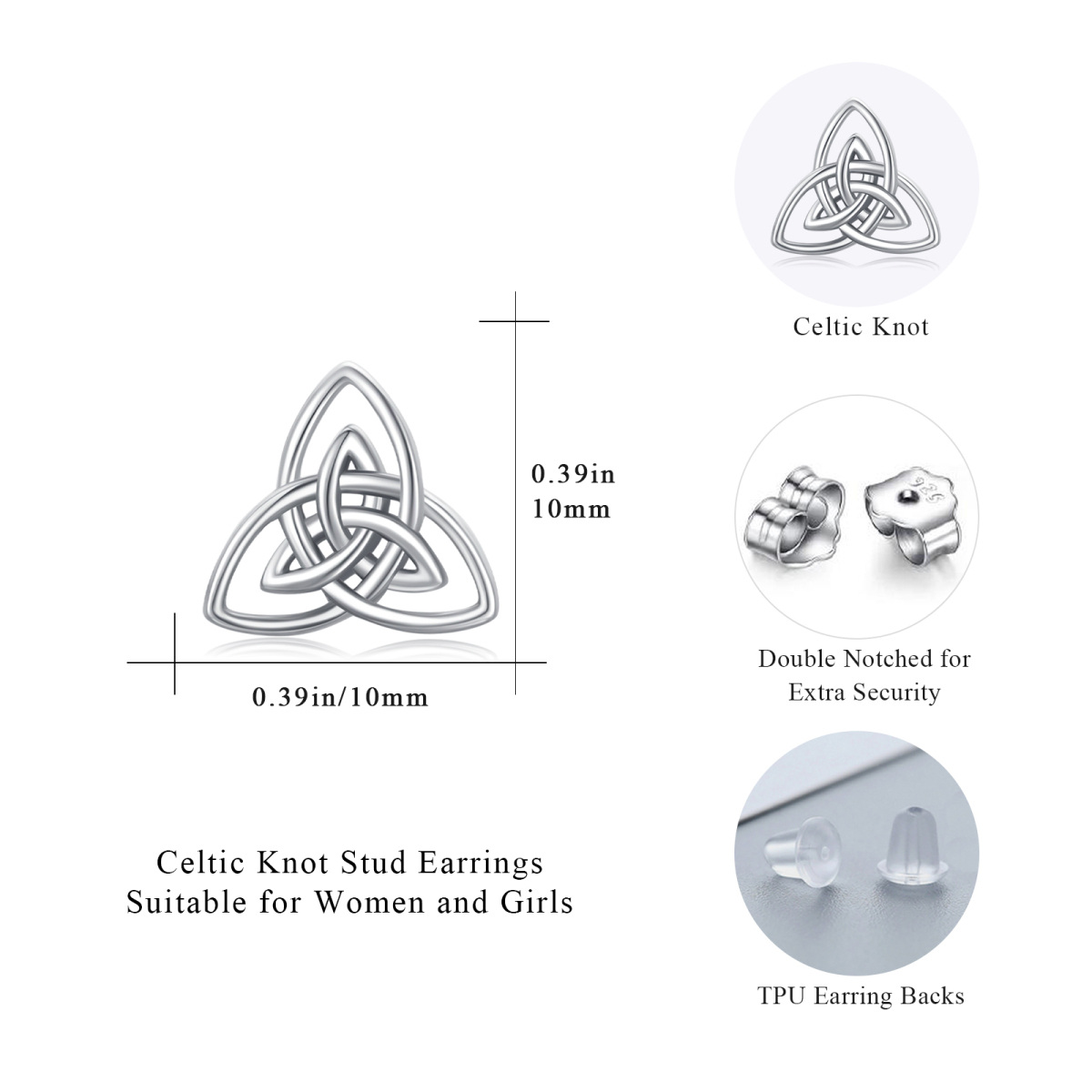 Sterling Silber Keltischer Knoten Ohrstecker-5