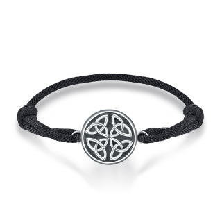 Sterling Silver Celtic Knot Triquetra Charm Bracelet for Men-38