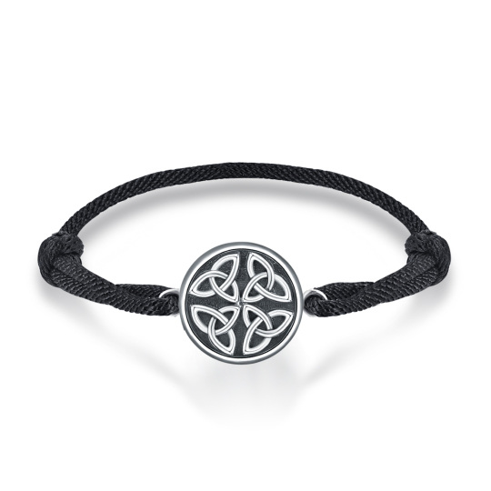 Pulseira de prata esterlina com pingente Triquetra de nó celta para homens