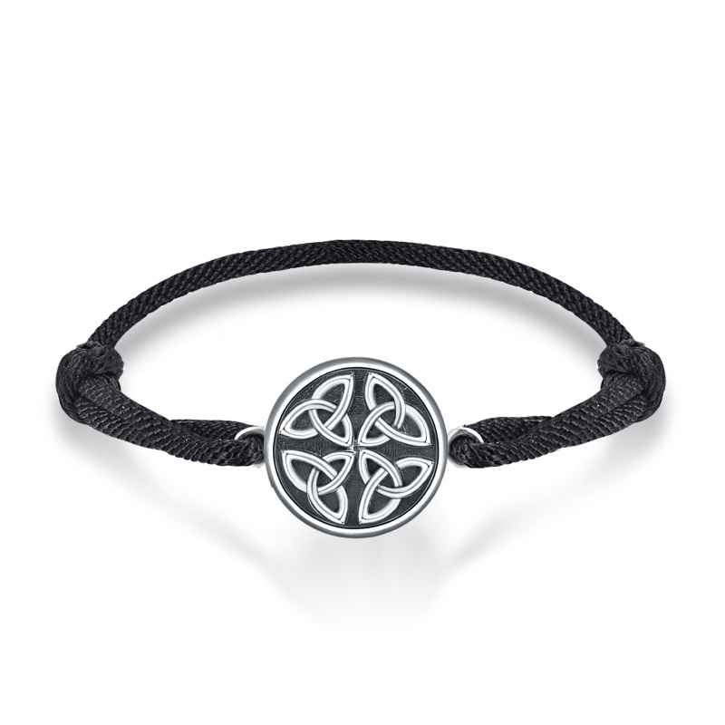 Sterling Silver Celtic Knot Triquetra Charm Bracelet for Men-19