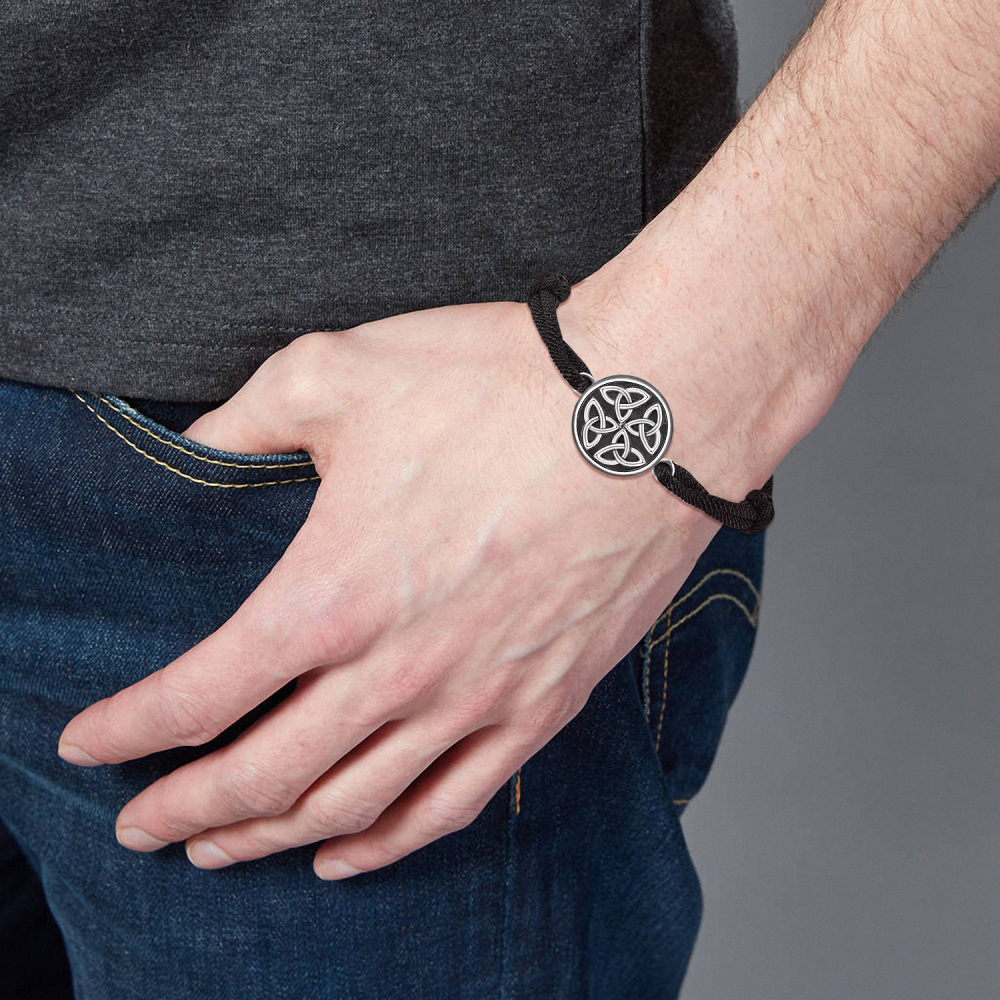 Sterling Zilveren Keltische Knoop Triquetra Hanger Armband voor Mannen-2