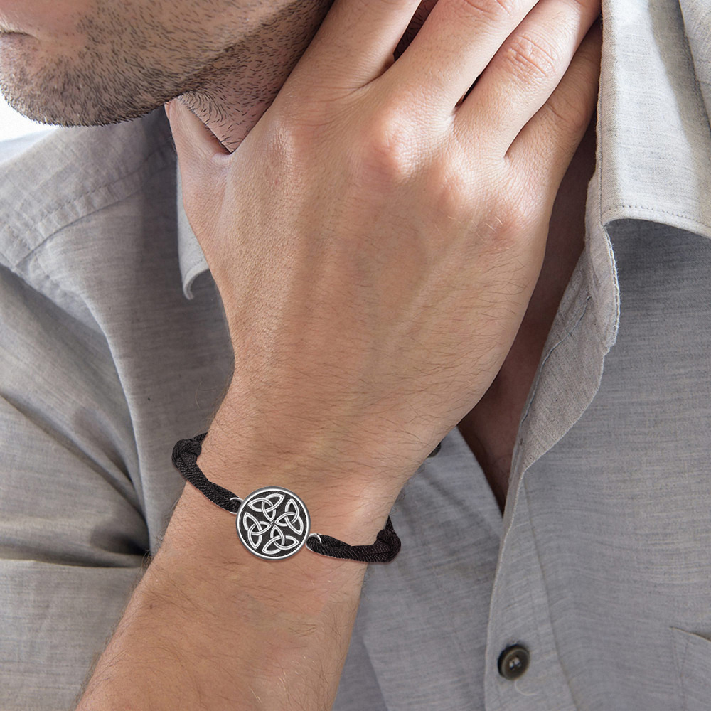 Sterling Zilveren Keltische Knoop Triquetra Hanger Armband voor Mannen-3