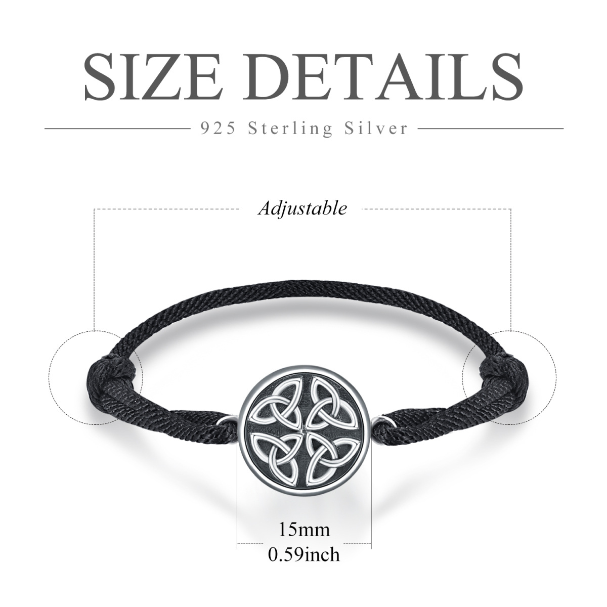 Sterling Silver Celtic Knot Triquetra Charm Bracelet for Men-5