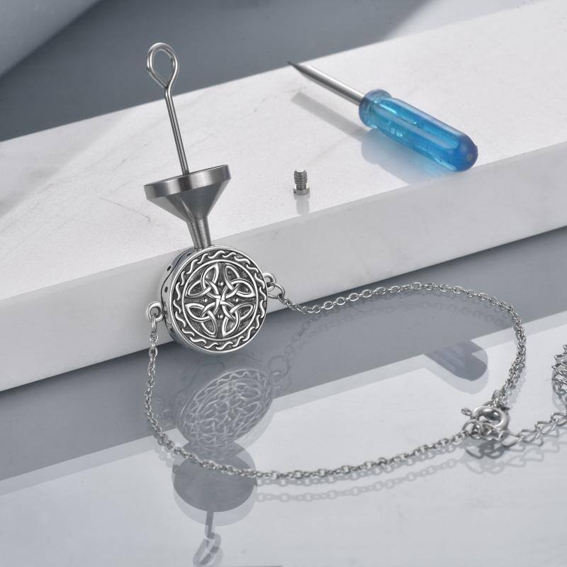 Sterling Silver Celtic Knot Urn Bracelet for Ashes-5