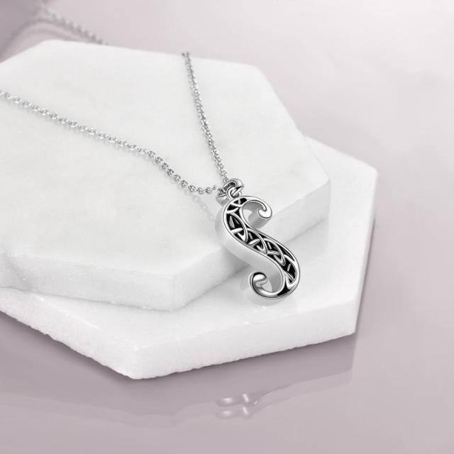 Collier Urne en argent sterling avec nœud celtique et lettre initiale S-4