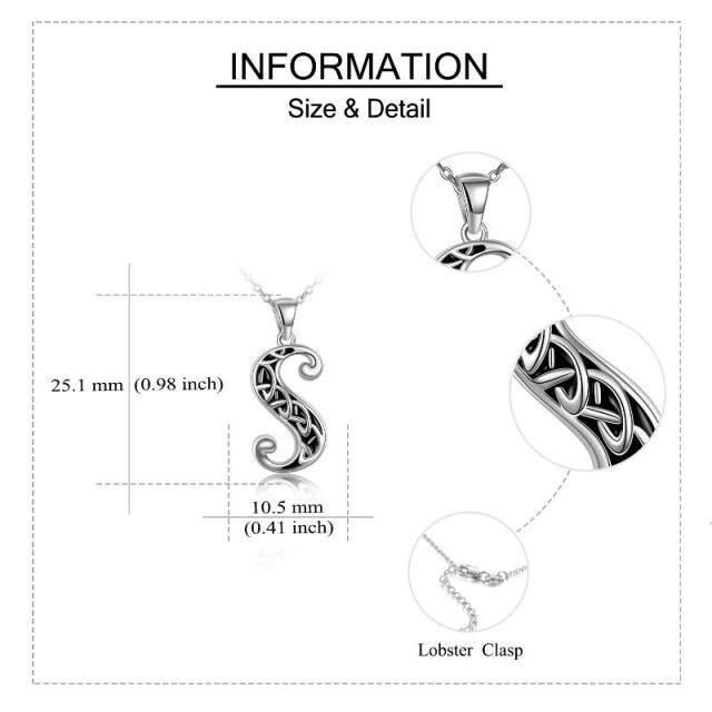 Collier Urne en argent sterling avec nœud celtique et lettre initiale S-5