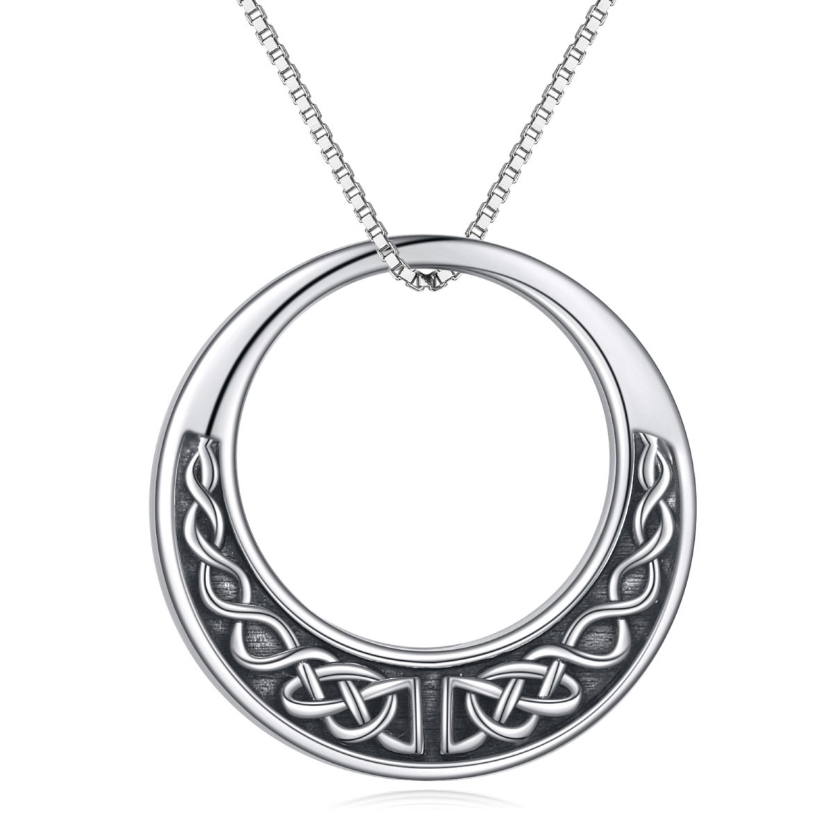 Collier Urne en argent sterling avec nœud celtique et mot gravé-1