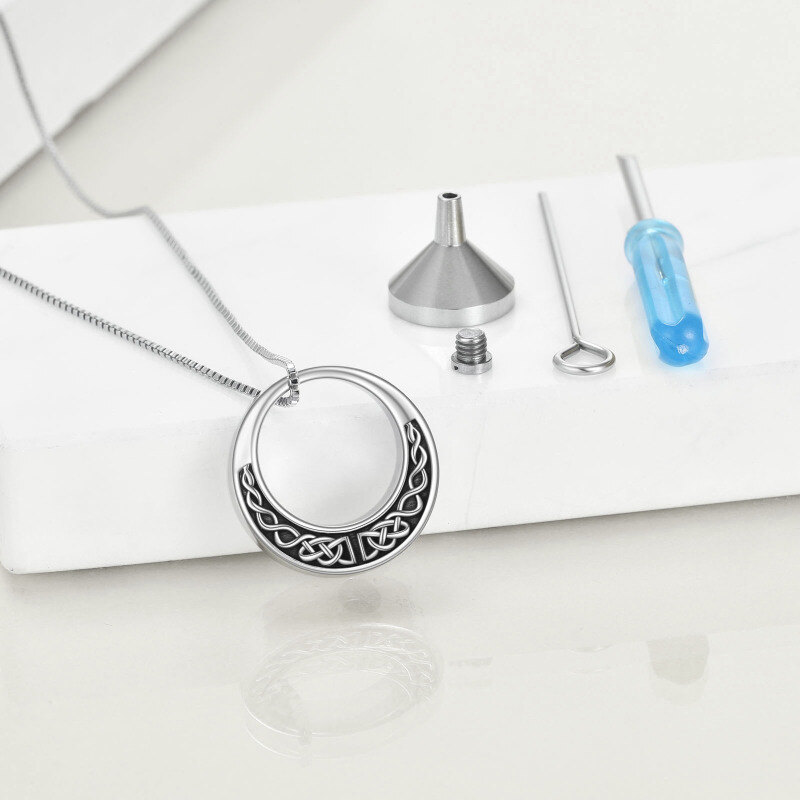 Sterling Silver Celtic Knot Urn Necklace for Ashes with Engraved Word-3