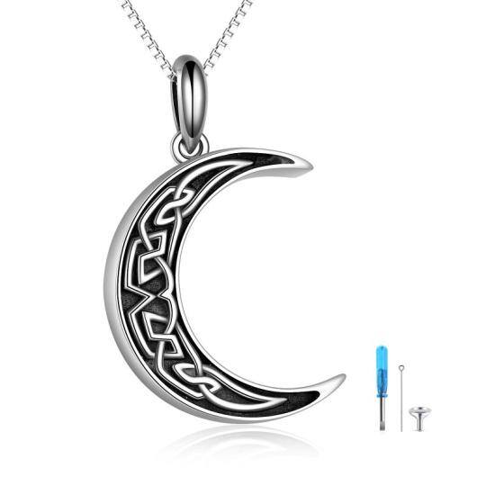 Collier en argent sterling avec nœud celtique et lune viking pour cendres