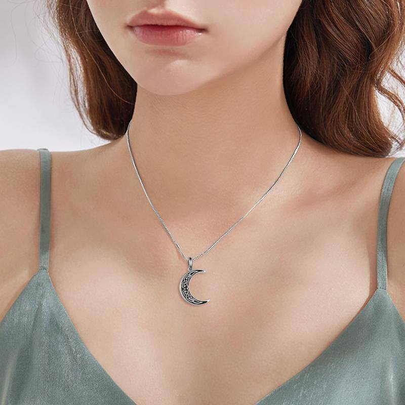 Collier en argent sterling avec nœud celtique et lune viking pour cendres-2