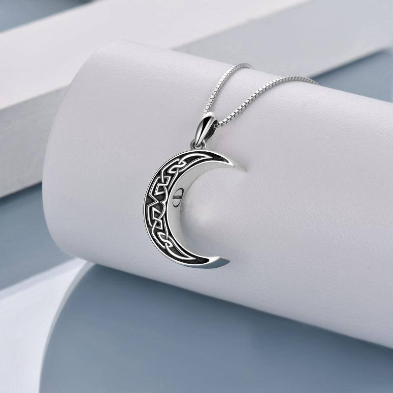 Sterling Silver Celtic Knot Viking Moon Urn Necklace for Ashes-3