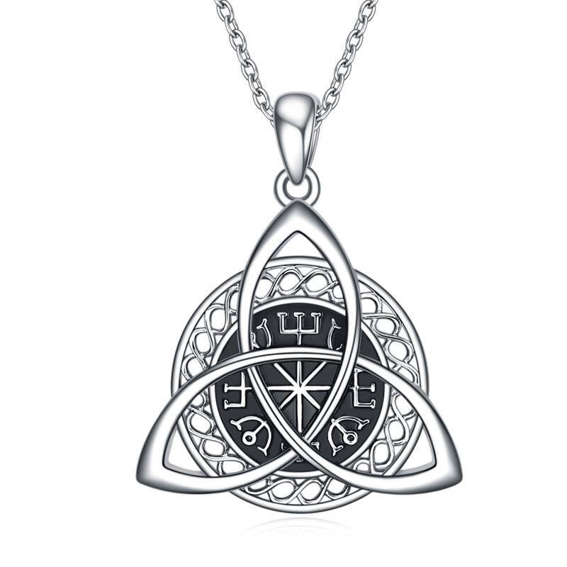 Collier en argent sterling avec pendentif amulette nœud celtique et rune viking-1