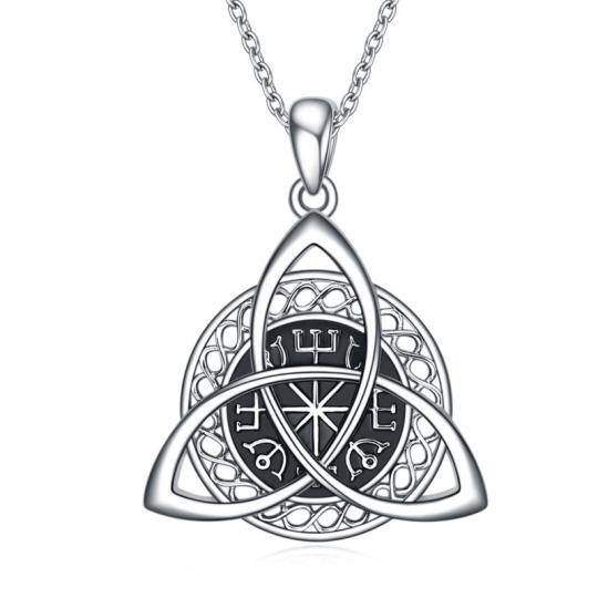 Collier en argent sterling avec pendentif amulette nœud celtique et rune viking