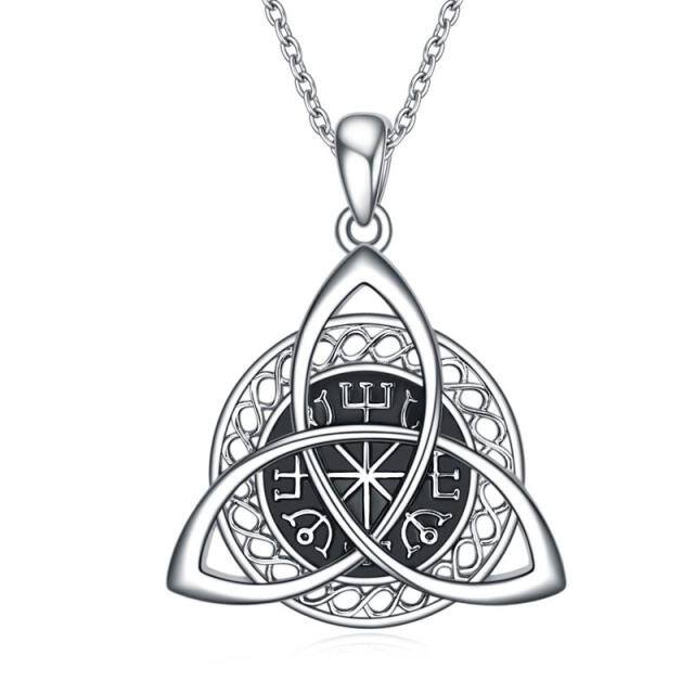 Sterling Silver Celtic Knot & Viking Rune Amulet Pendant Necklace-1