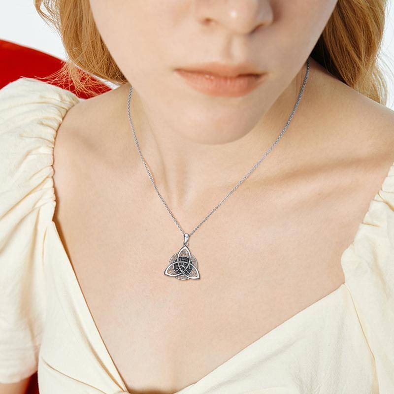 Collier en argent sterling avec pendentif amulette nœud celtique et rune viking-2