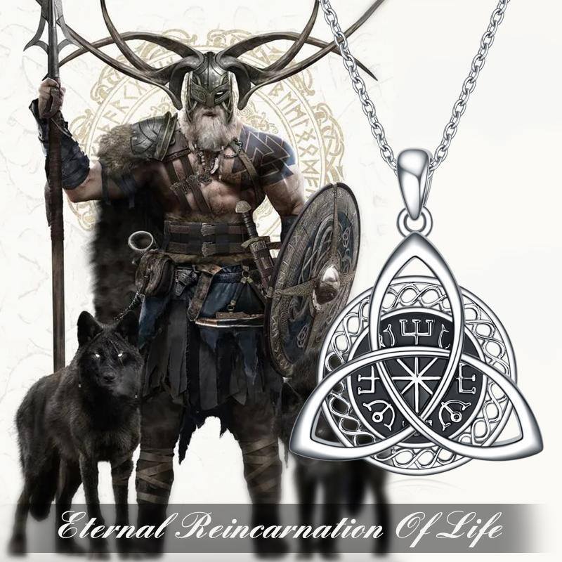 Collier en argent sterling avec pendentif amulette nœud celtique et rune viking-3