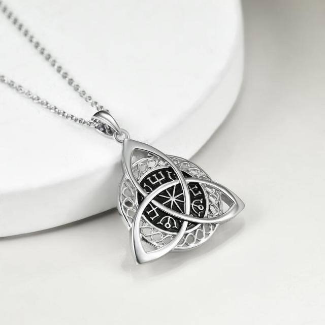 Sterling Silver Celtic Knot & Viking Rune Amulet Pendant Necklace-4