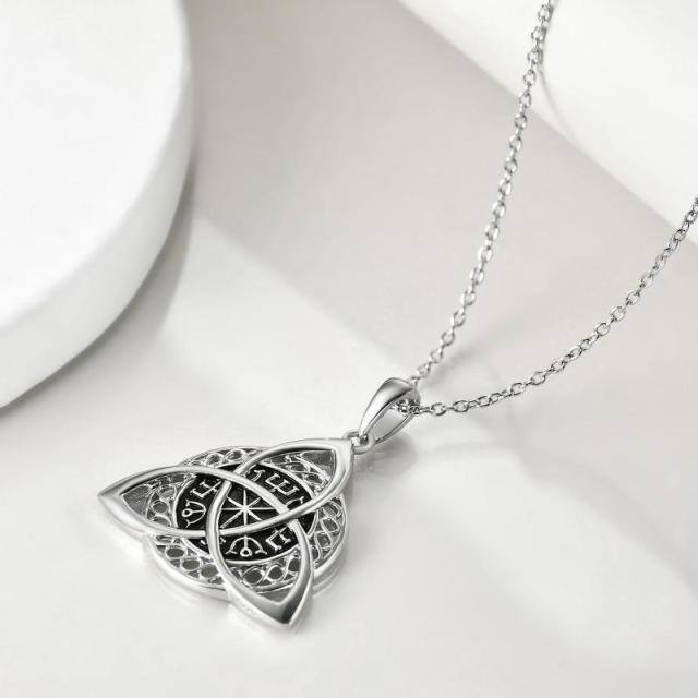 Sterling Silver Celtic Knot & Viking Rune Amulet Pendant Necklace-5