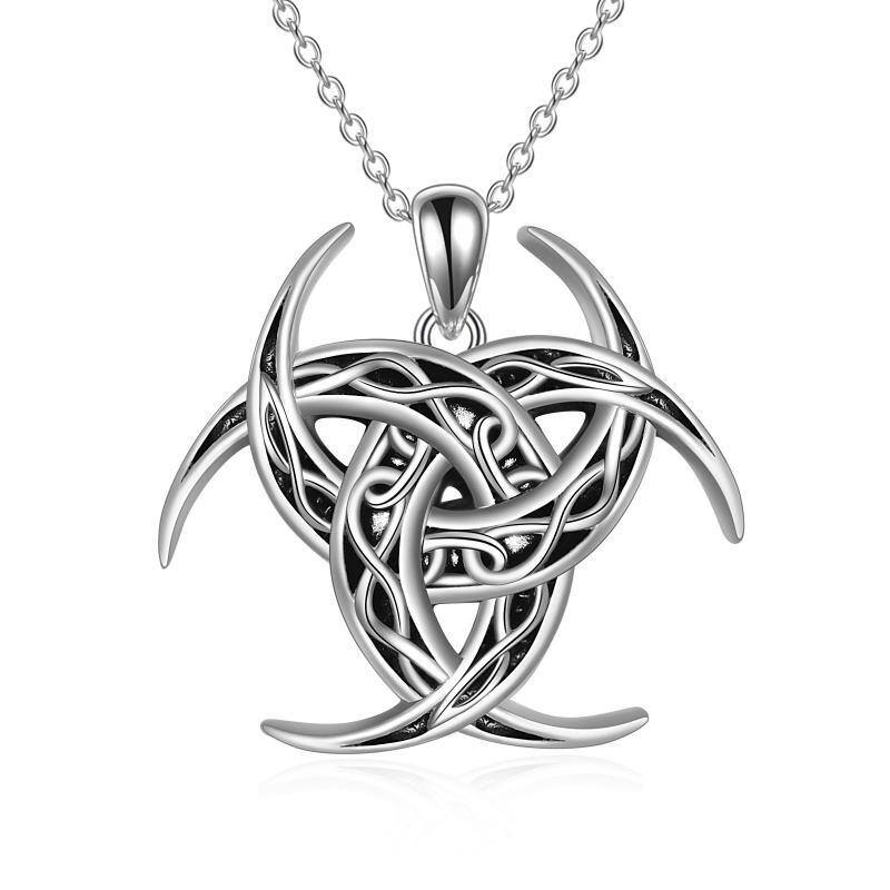 Sterling Silver Celtic Knot & Viking Rune Pendant Necklace-7
