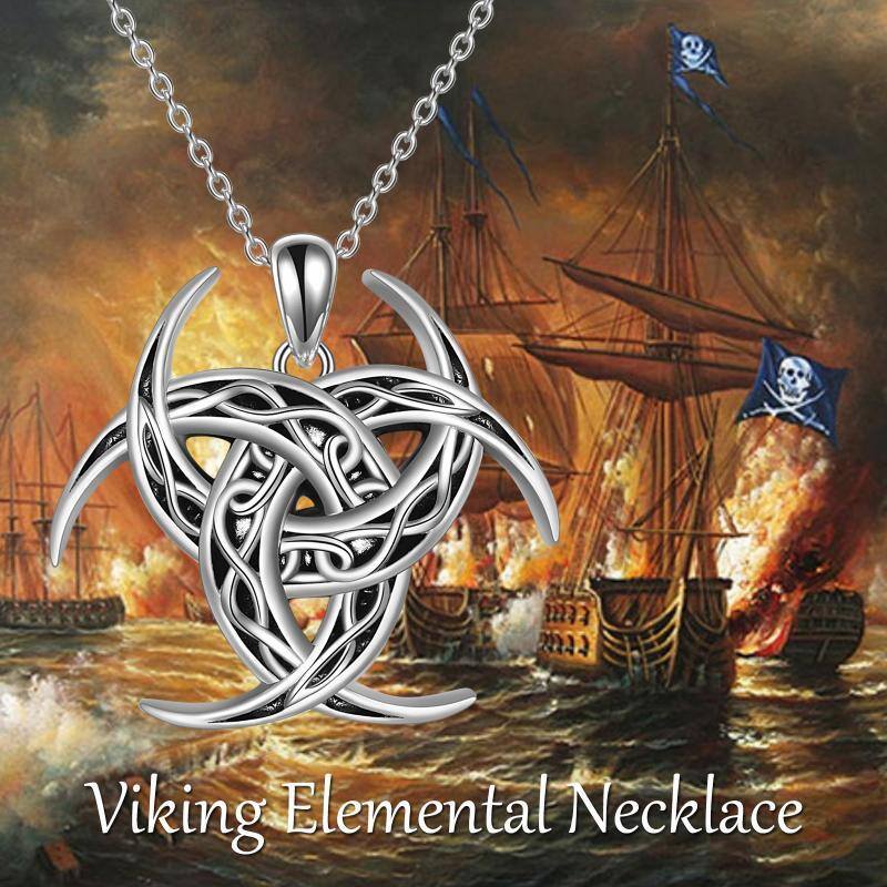 Sterling Silver Celtic Knot & Viking Rune Pendant Necklace-3
