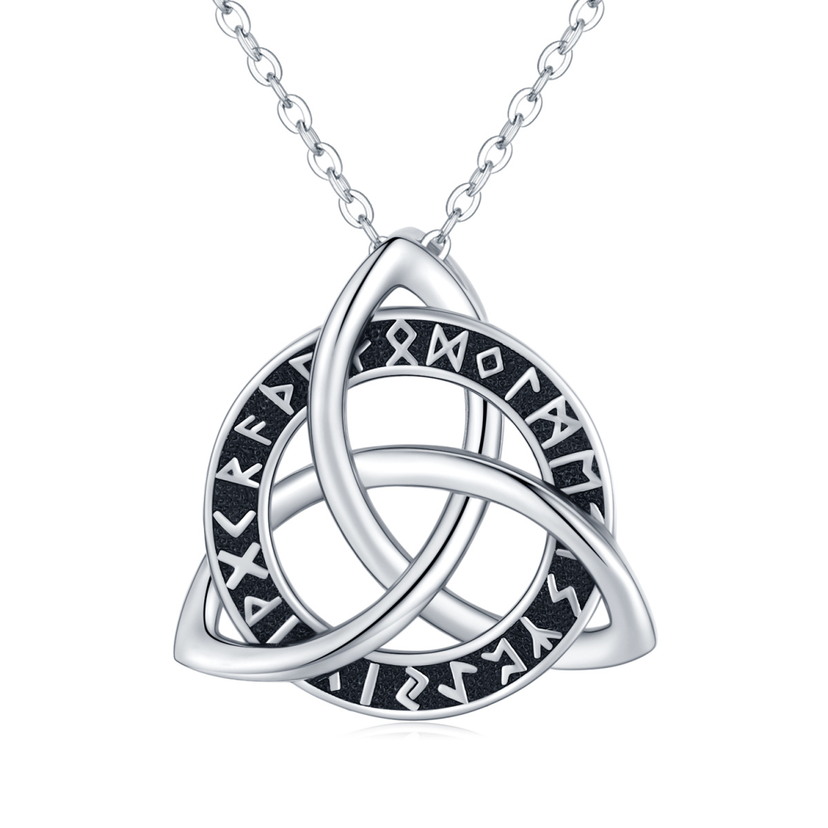 Sterling Silver Celtic Knot & Viking Rune Pendant Necklace-1