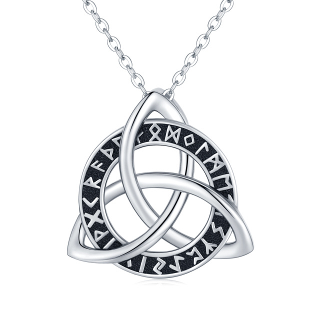 Sterling Silver Celtic Knot & Viking Rune Pendant Necklace-4