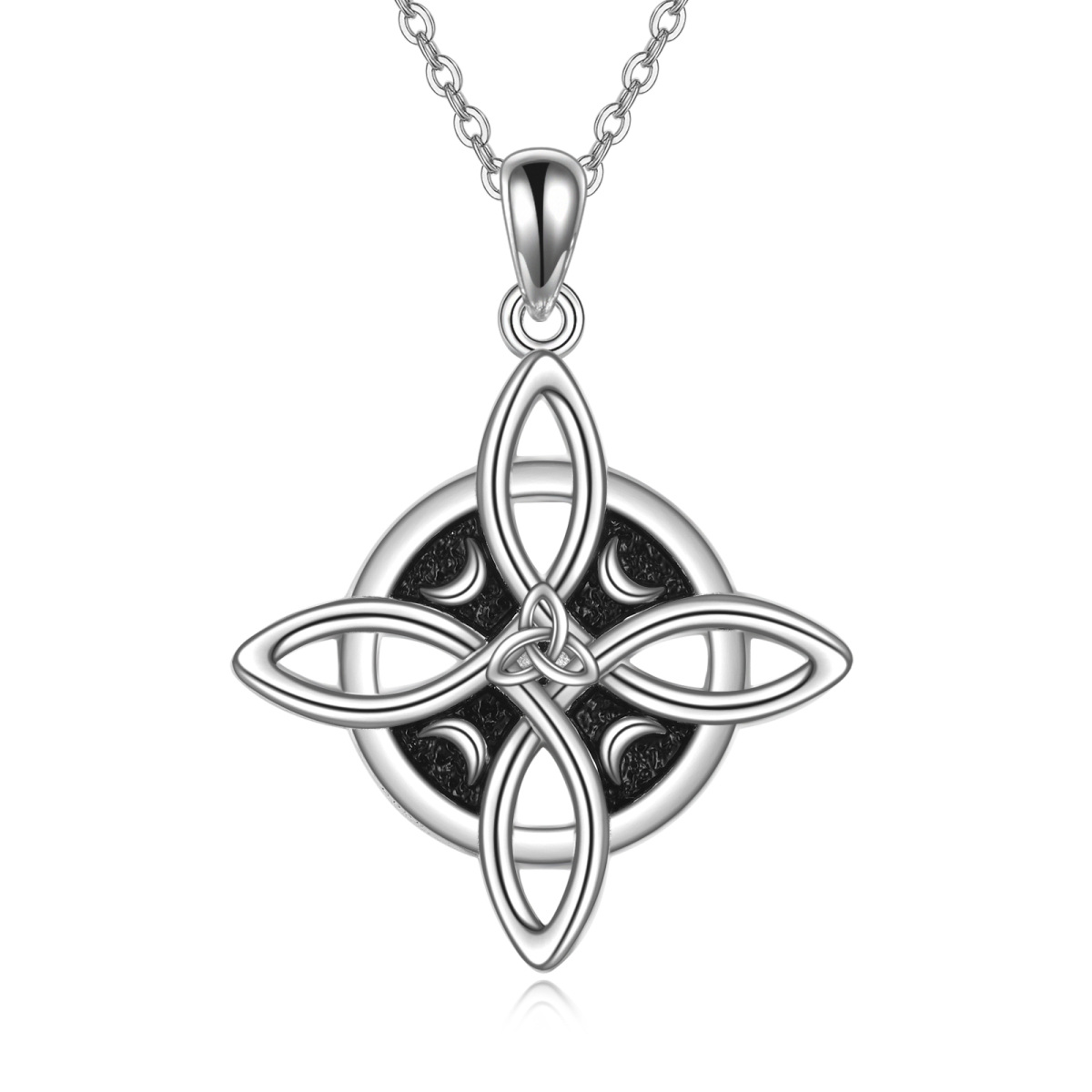 Sterling Silver Celtic Knot & Witches Knot Pendant Necklace For Men-1