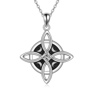 Sterling Silver Celtic Knot & Witches Knot Pendant Necklace For Men-3