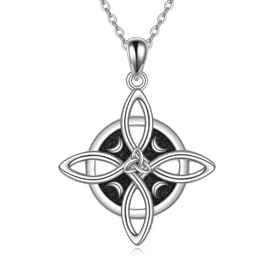 Collier en argent sterling avec pendentif nœud celtique et nœud de sorcière pour hommes