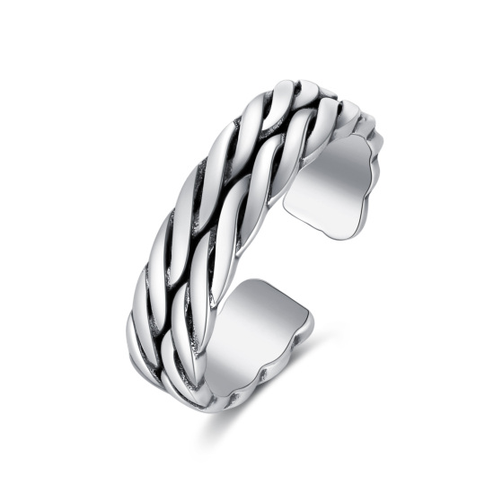 Bague ouverte en argent sterling avec nœud en spirale celtique