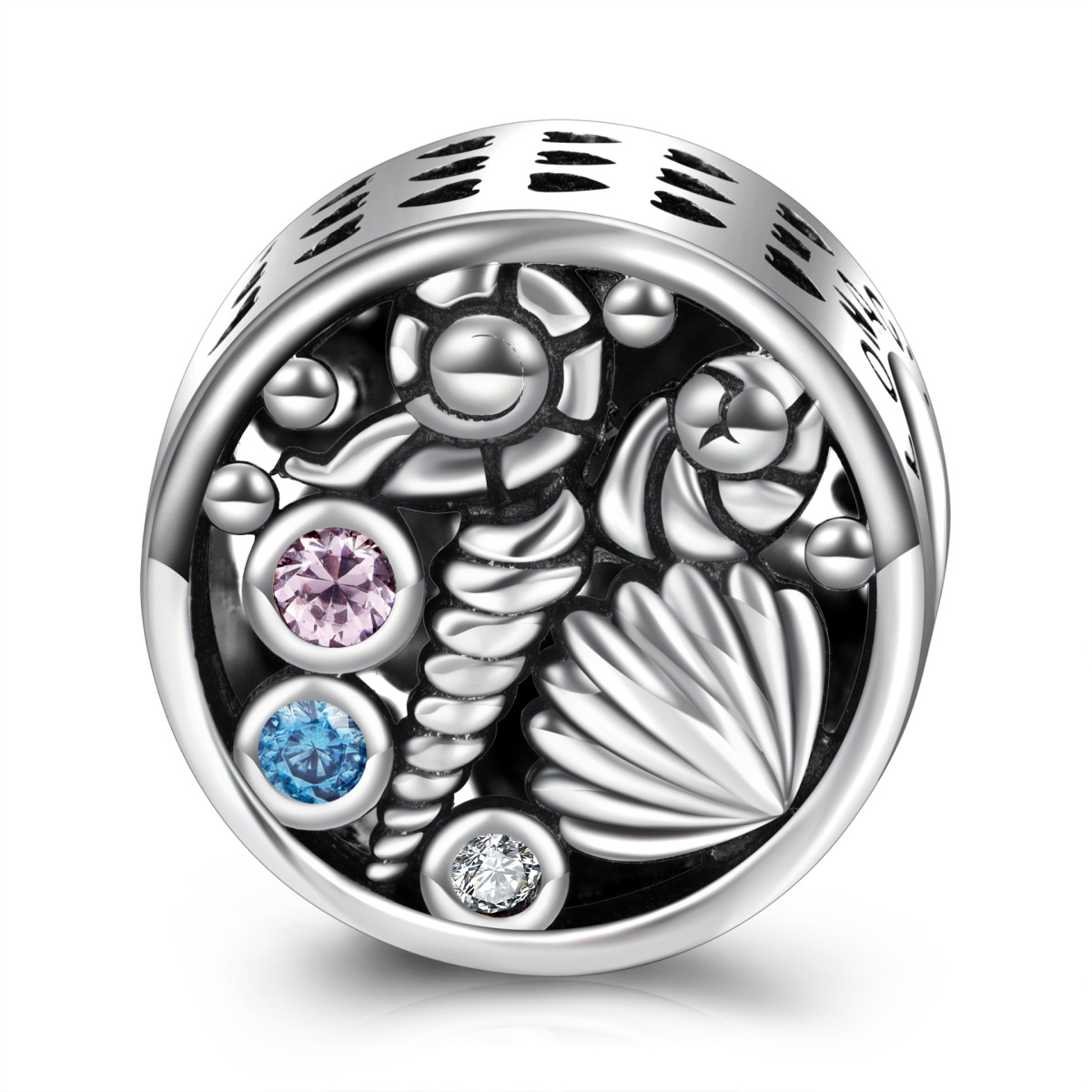 Breloque en argent sterling en zircon cubique nœud spiralé celtique et perle ronde-2