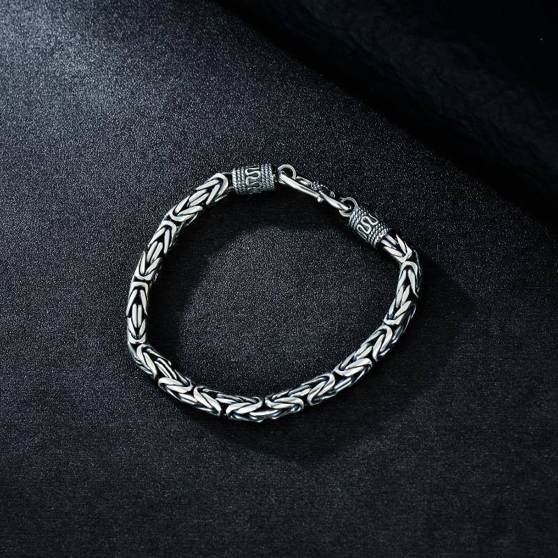 Pulsera de cadena de plata esterlina para hombre-4