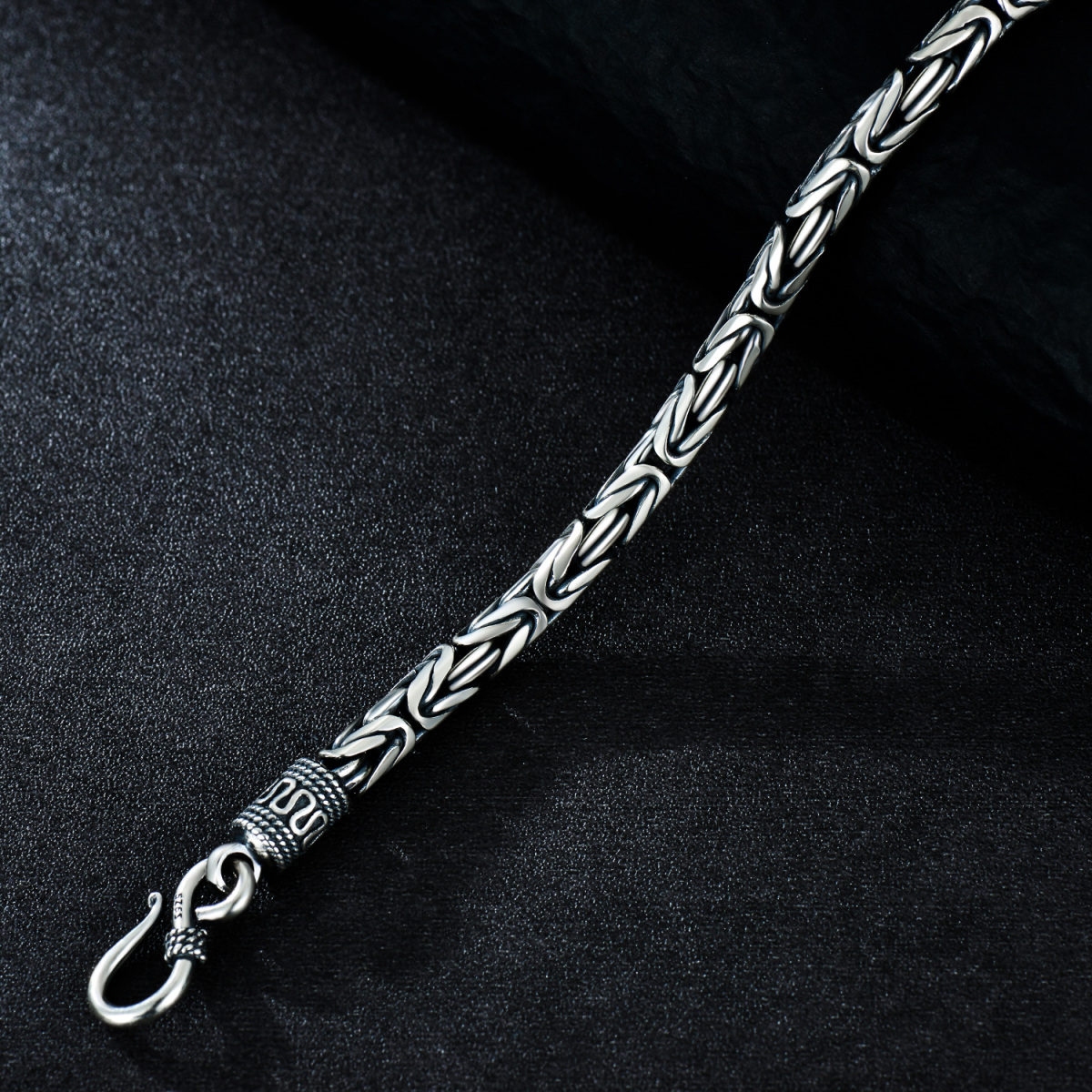 Bracelet en chaîne en argent sterling pour hommes-4