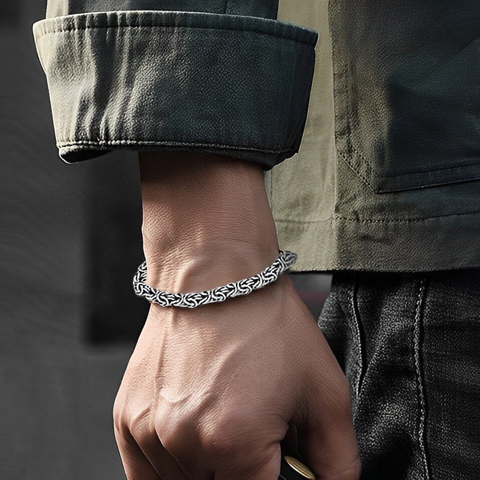 Bracelet chaîne en argent sterling pour hommes-2