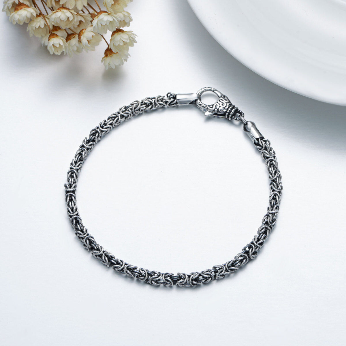 Pulsera de cadena de plata esterlina para hombre-3