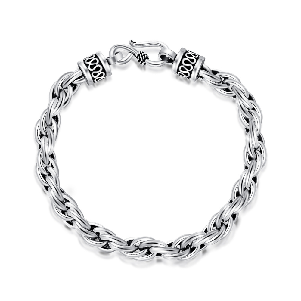 Pulseira de corrente de prata de lei para homem-1
