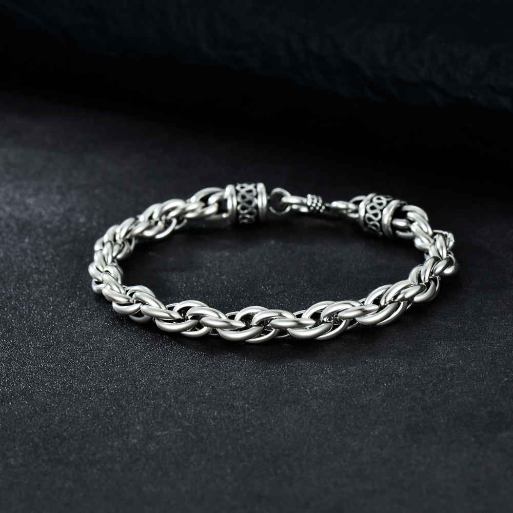 Pulseira de corrente de prata de lei para homem-3