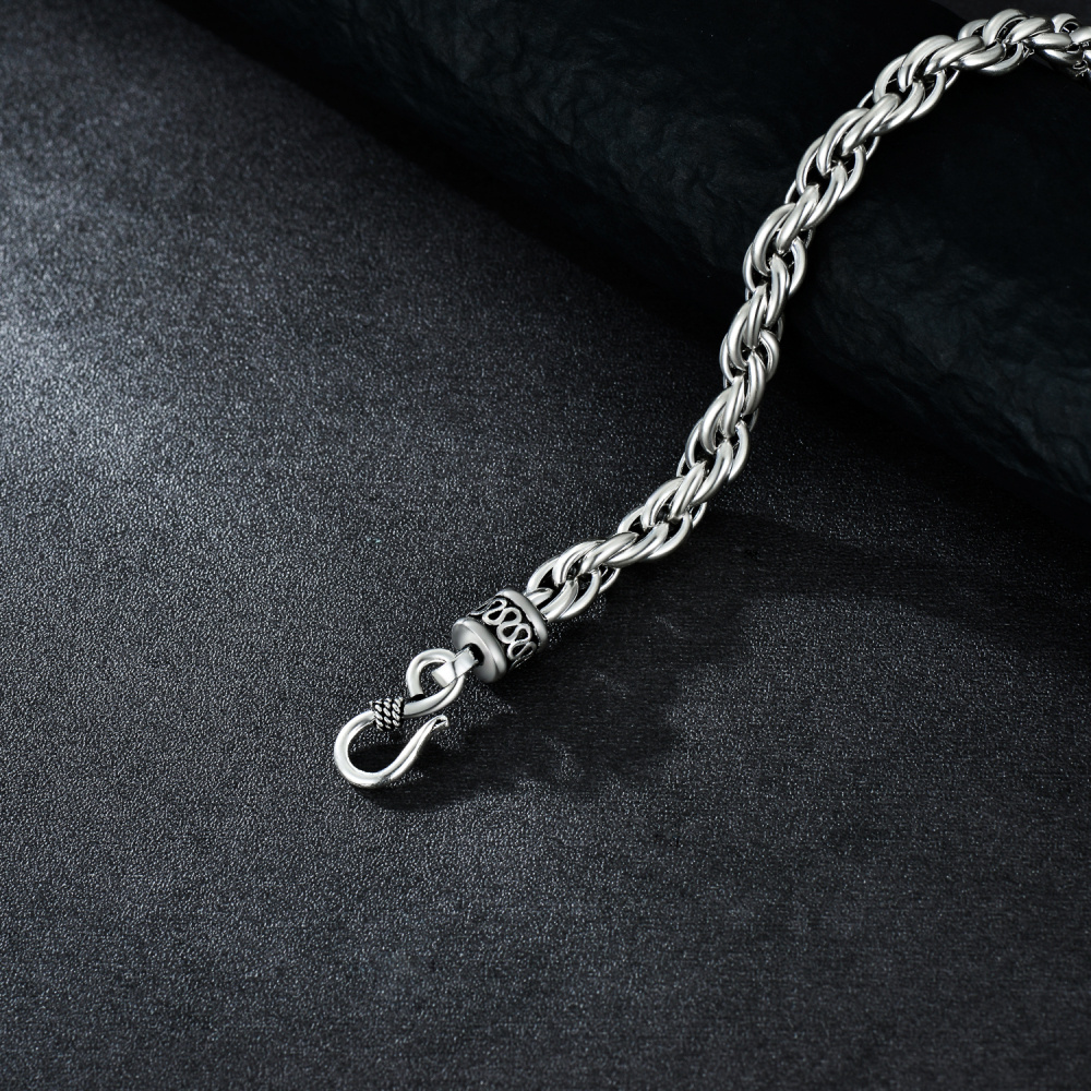 Pulseira de corrente de prata de lei para homem-5