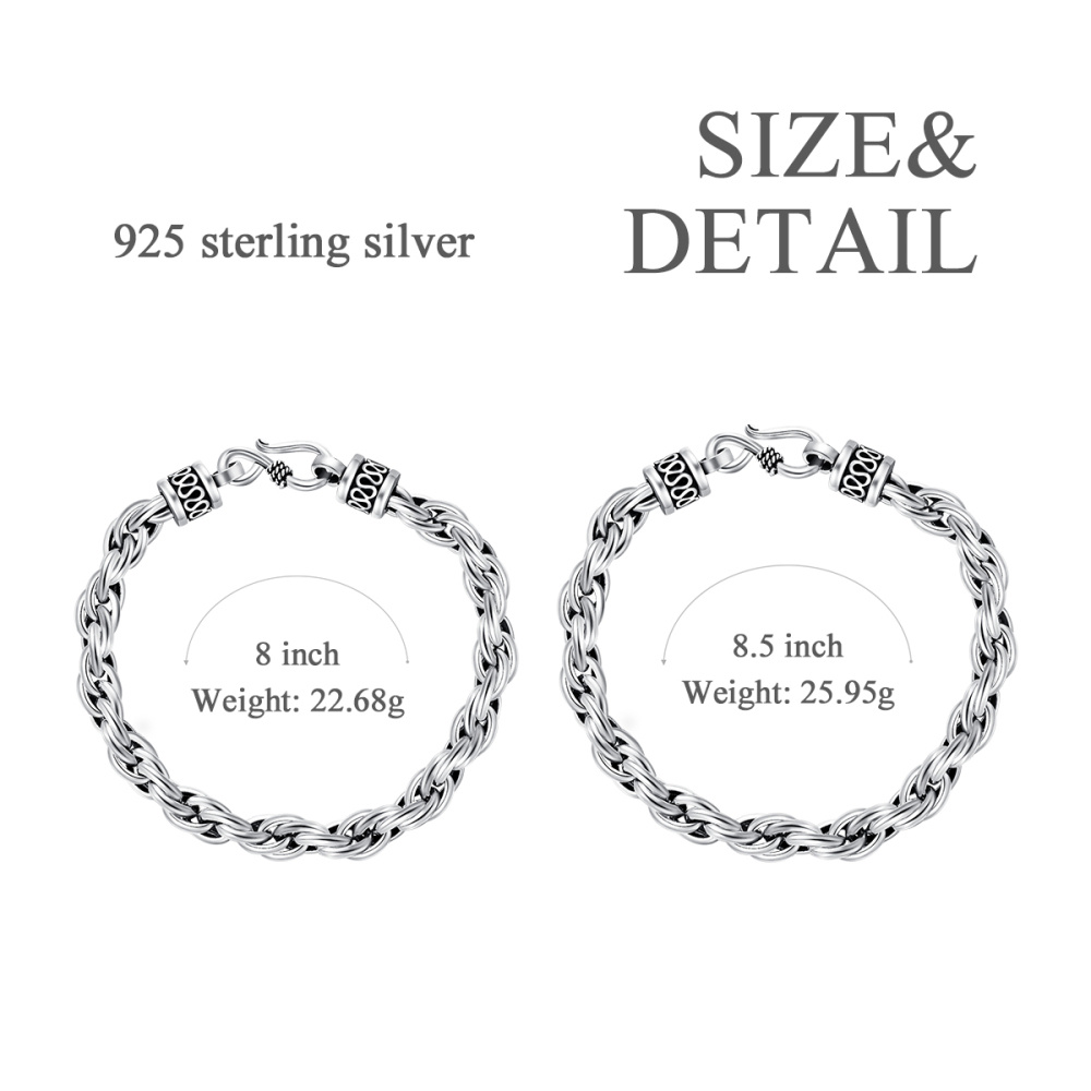 Pulseira de corrente de prata de lei para homem-6