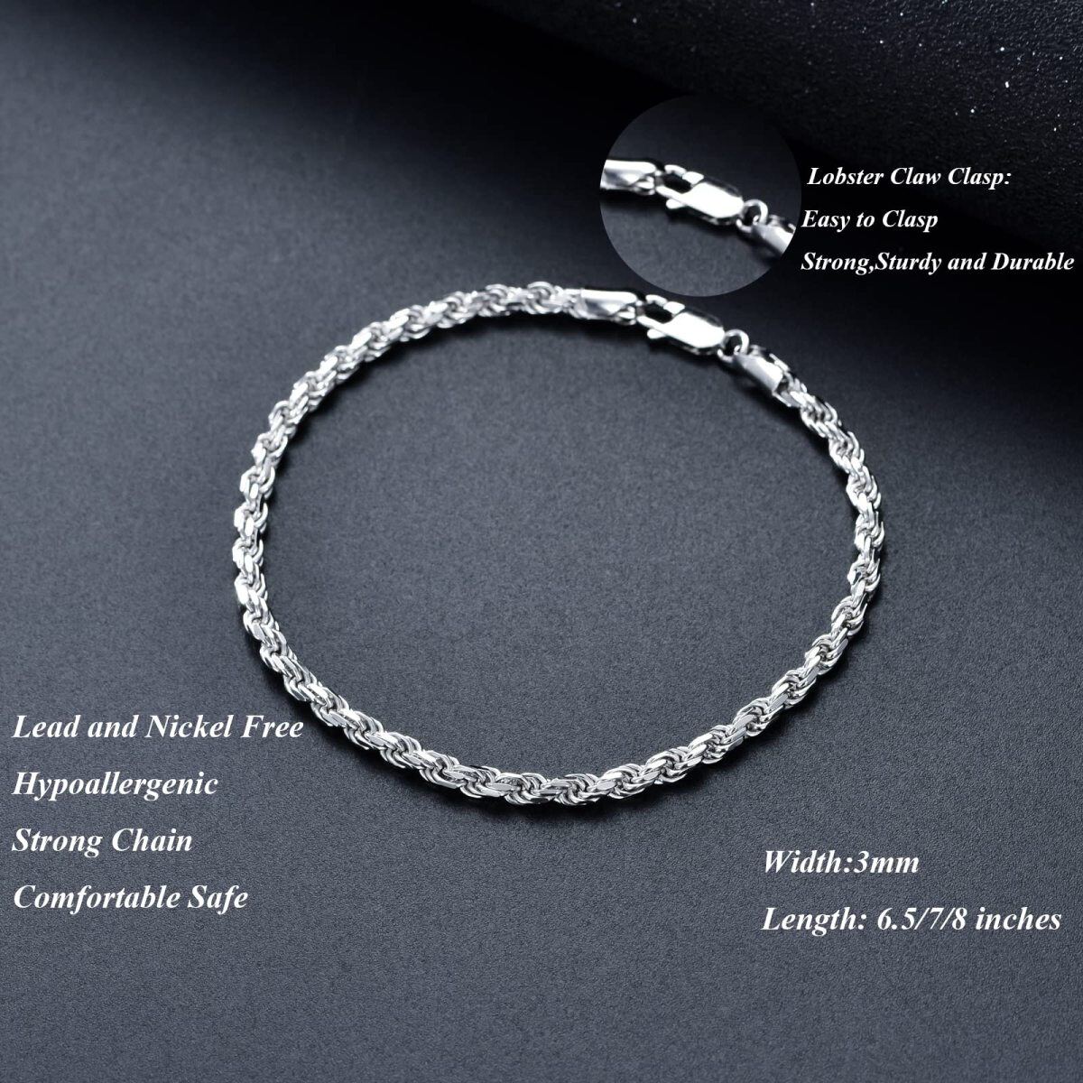 Bracelet en chaîne en argent sterling -3