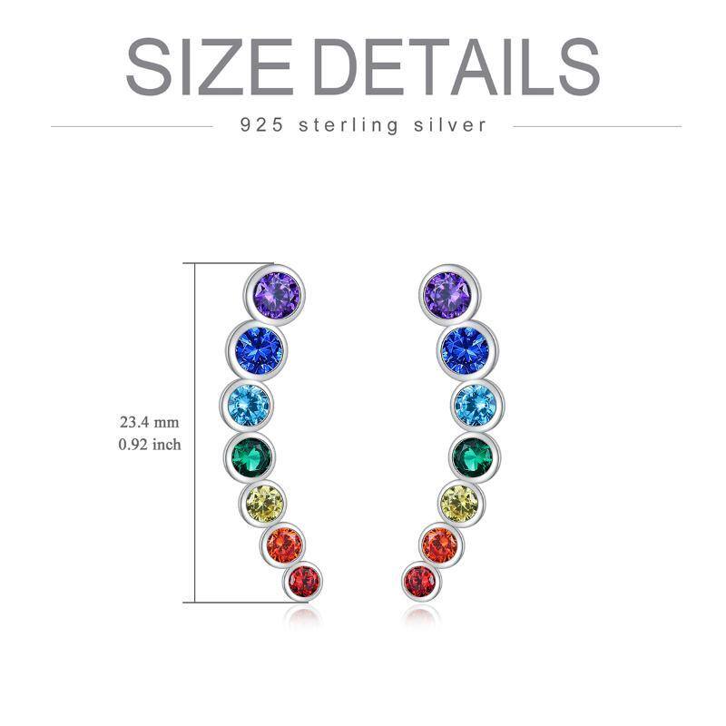 Sterling Silver Round Chakras Climber Earrings-5