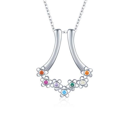 Colar de flores silvestres de chakra de prata esterlina 925 para mulheres