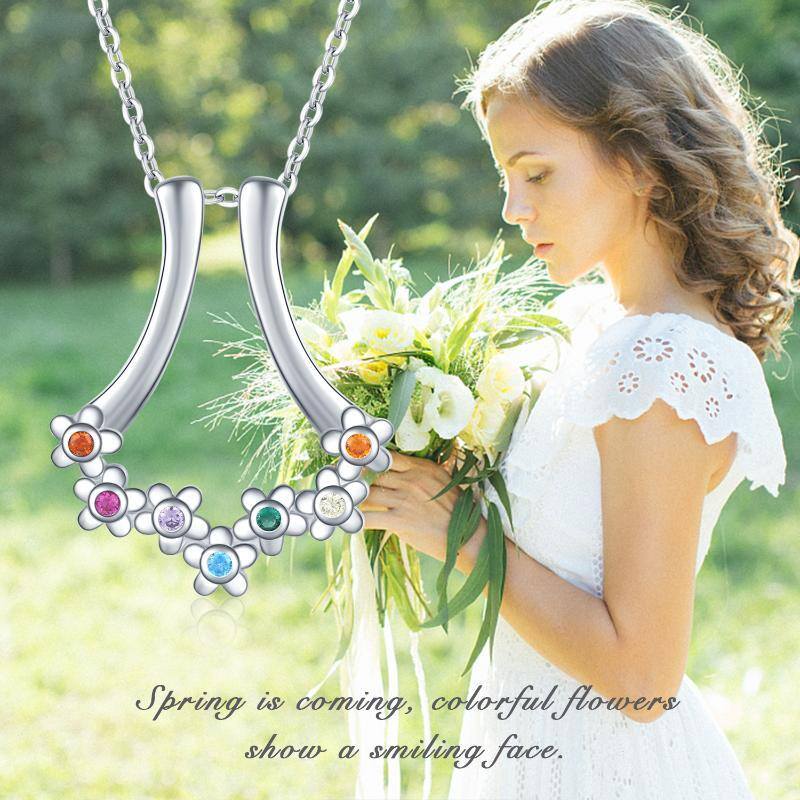 925 Sterling Silver Chakra Wildflowers Necklace for Women-7