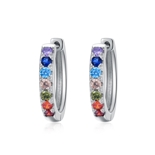 Boucles d'oreilles en argent sterling avec zircon cubique et chakras-1