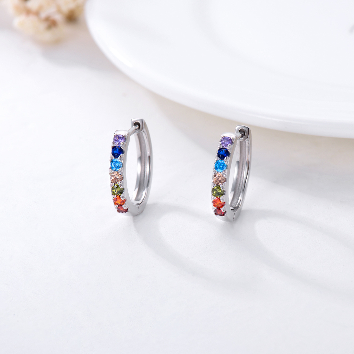 Boucles d'oreilles en argent sterling avec zircon cubique et chakras-3